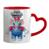 Mug heart red handle, ceramic, 330ml