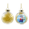 Transparent Christmas tree ball ornament with gold filling 8cm