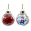 Transparent Christmas tree ball ornament with red filling 8cm