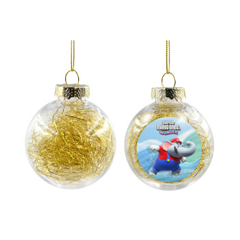 Super mario wonder, Transparent Christmas tree ball ornament with gold filling 8cm