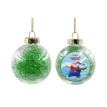 Super mario and Friends, Χριστουγεννιάτικη μπάλα δένδρου διάφανη με πράσινο γέμισμα 8cm
