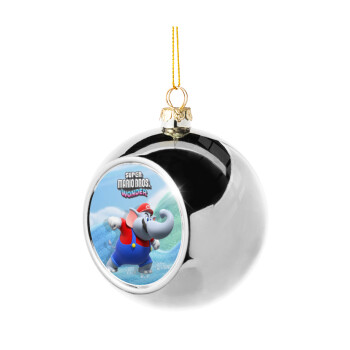 Super mario and Friends, Χριστουγεννιάτικη μπάλα δένδρου Ασημένια 8cm