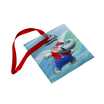 Super mario wonder, Στολίδι Χριστουγεννιάτικο στολίδι γυάλινο τετράγωνο 9x9cm