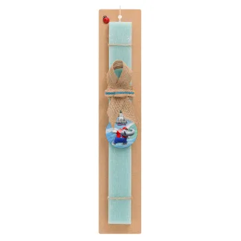 Super mario wonder, Easter Set, wooden keychain & aromatic flat Easter candle (30cm) (TURQUOISE)