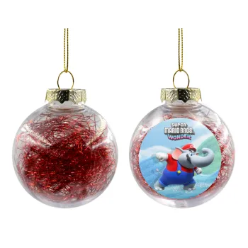 Super mario wonder, Transparent Christmas tree ball ornament with red filling 8cm