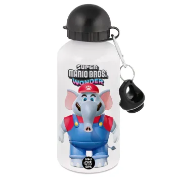 Super mario wonder, Metal water bottle, White, aluminum 500ml