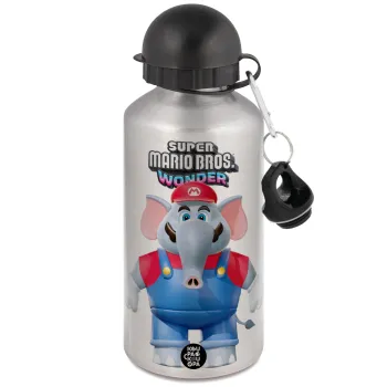 Super mario wonder, Μεταλλικό παγούρι νερού, Ασημένιο, αλουμινίου 500ml