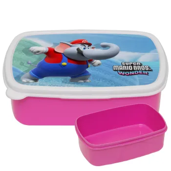 Super mario wonder, ΡΟΖ παιδικό δοχείο φαγητού (lunchbox) πλαστικό (BPA-FREE) Lunch Βox M18 x Π13 x Υ6cm