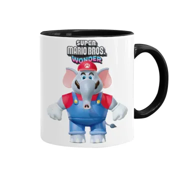 Super mario wonder, Κούπα χρωματιστή μαύρη, κεραμική, 330ml