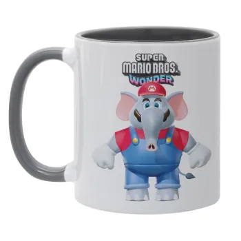 Super mario wonder, Κούπα χρωματιστή γκρι, κεραμική, 330ml