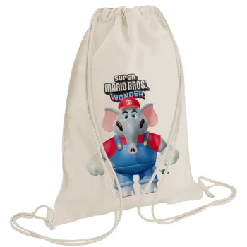 Super mario wonder, Backpack bag GYMBAG natural (28x40cm)