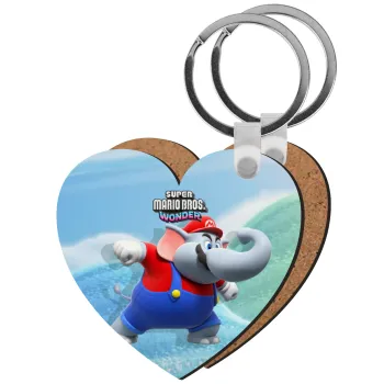 Super mario wonder, Μπρελόκ Ξύλινο καρδιά MDF