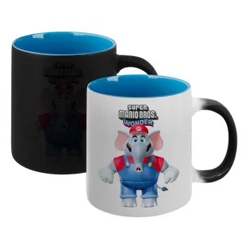 Super mario wonder, Κούπα Μαγική εσωτερικό μπλε, κεραμική 330ml που αλλάζει χρώμα με το ζεστό ρόφημα