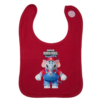 Super mario wonder, Σαλιάρα με Σκρατς Κόκκινη 100% Organic Cotton (0-18 months)