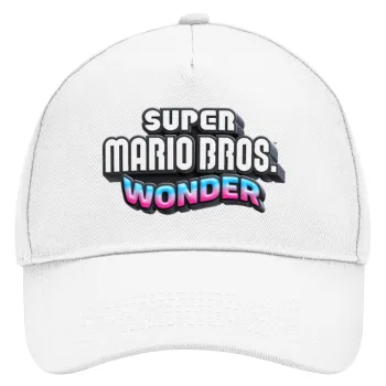 Super mario wonder, Καπέλο Ενηλίκων Baseball, Drill, Λευκό (100% ΒΑΜΒΑΚΕΡΟ, ΕΝΗΛΙΚΩΝ, UNISEX, ONE SIZE)