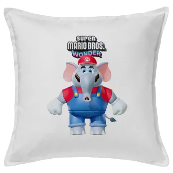 Super mario wonder, Μαξιλάρι καναπέ ΛΕΥΚΟ 100% βαμβάκι, περιέχεται το γέμισμα (50x50cm)