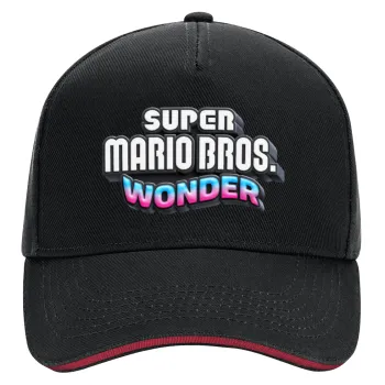 Super mario wonder, DRILL Adult Ultimate Hat BLACK/RED, (100% COTTON, ADULT, UNISEX, ONE SIZE)