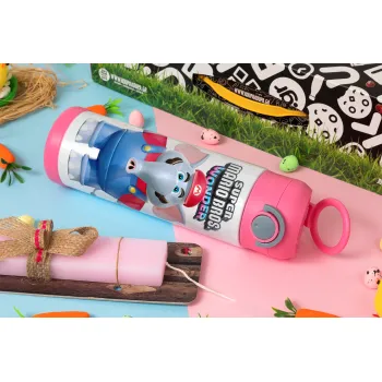 Super mario wonder, Easter candle, Childrens hot water bottle, stainless steel, with safety straw, PINK (500ml)