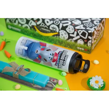 Super mario wonder, Easter candle,Travel Tumbler 2 Lids, with metal straw & cleaning brush & aromatic flat candle (30cm) (BLUE)