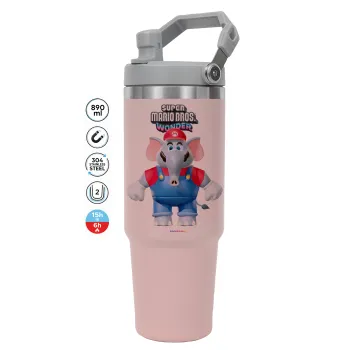 Super mario wonder, ΡΟΖ χρώματος Θερμός Ανοξείδωτο 890ml (30oz) με χερούλι