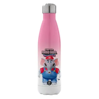 Super mario wonder, Metal mug thermos Pink/White (Stainless steel), double wall, 500ml