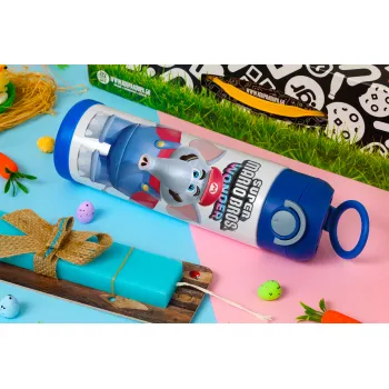 Super mario wonder, Easter candle, Childrens hot water bottle, stainless steel, with safety straw, BLUE (500ml)