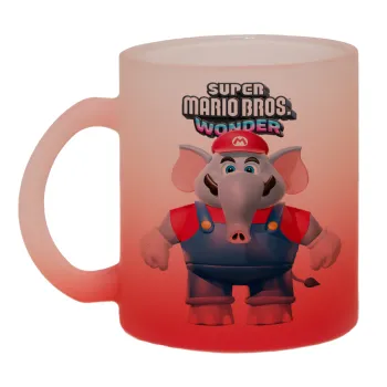 Super mario wonder, Κούπα γυάλινη δίχρωμη με βάση το κόκκινο ματ, 330ml