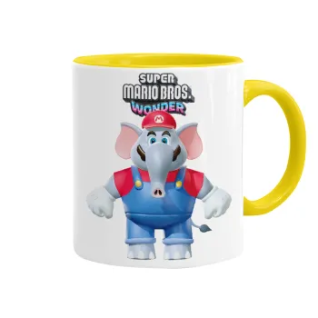 Super mario wonder, Κούπα χρωματιστή κίτρινη, κεραμική, 330ml