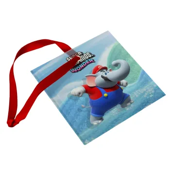 Super mario wonder, Christmas ornament, glass square ornament 9x9cm