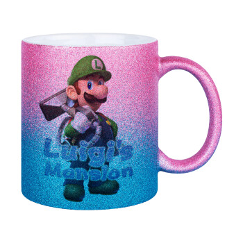 Luigi's Mansion, Κούπα Χρυσή/Μπλε Glitter, κεραμική, 330ml