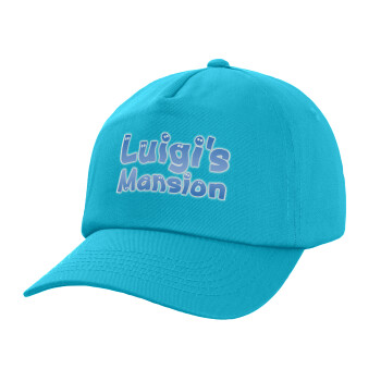 Luigi's Mansion, Καπέλο παιδικό Baseball, 100% Βαμβακερό, Low profile, Γαλάζιο