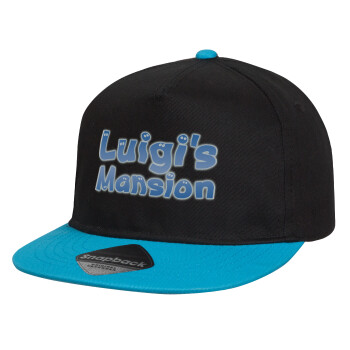 Luigi's Mansion, Καπέλο παιδικό Flat Snapback, Μαύρο/Μπλε (100% ΒΑΜΒΑΚΕΡΟ, ΠΑΙΔΙΚΟ, UNISEX, ONE SIZE)