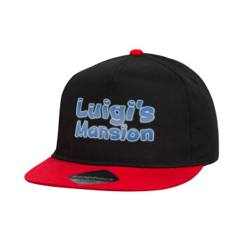 Luigi's Mansion, Καπέλο παιδικό Flat Snapback, Μαύρο/Κόκκινο (100% ΒΑΜΒΑΚΕΡΟ, ΠΑΙΔΙΚΟ, UNISEX, ONE SIZE)