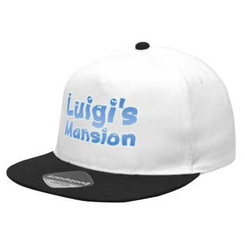 Luigi's Mansion, Καπέλο Ενηλίκων Flat Snapback Λευκό/Μαύρο, (POLYESTER, ΕΝΗΛΙΚΩΝ, UNISEX, ONE SIZE)