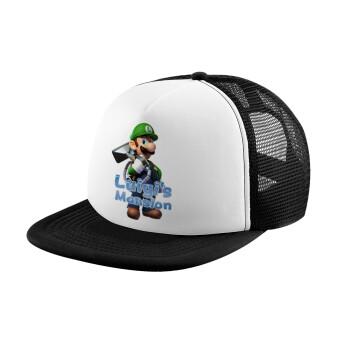 Luigi's Mansion, Καπέλο παιδικό Soft Trucker με Δίχτυ ΜΑΥΡΟ/ΛΕΥΚΟ (POLYESTER, ΠΑΙΔΙΚΟ, ONE SIZE)
