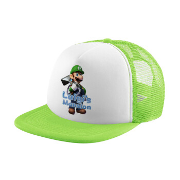 Luigi's Mansion, Καπέλο παιδικό Soft Trucker με Δίχτυ Πράσινο/Λευκό
