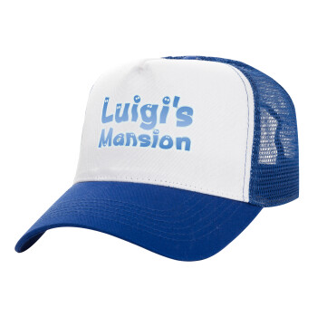 Luigi's Mansion, Καπέλο Ενηλίκων Structured Trucker, με Δίχτυ, ΛΕΥΚΟ/ΜΠΛΕ (100% ΒΑΜΒΑΚΕΡΟ, ΕΝΗΛΙΚΩΝ, UNISEX, ONE SIZE)