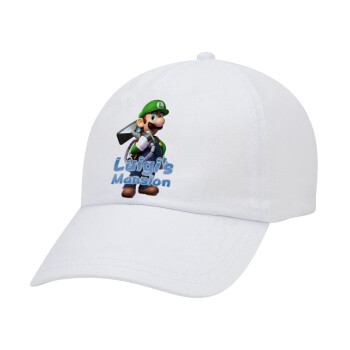 Luigi's Mansion, Καπέλο Baseball Λευκό (5-φύλλο, unisex)