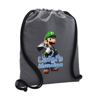 Luigi's Mansion, Τσάντα πλάτης πουγκί GYMBAG ΓΚΡΙ, με τσέπη (40x48cm) & χονδρά κορδόνια