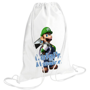 Luigi's Mansion, Τσάντα πλάτης πουγκί GYMBAG λευκή (28x40cm)