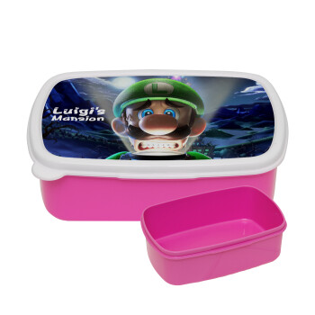 Luigi's Mansion, ΡΟΖ παιδικό δοχείο φαγητού (lunchbox) πλαστικό (BPA-FREE) Lunch Βox M18 x Π13 x Υ6cm