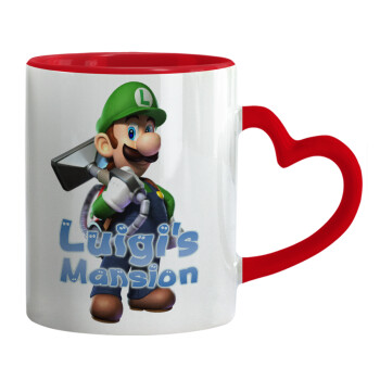 Luigi's Mansion, Mug heart red handle, ceramic, 330ml