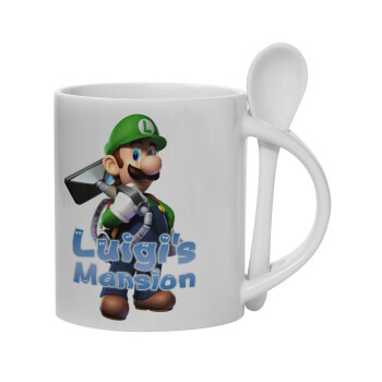 Luigi's Mansion, Ceramic coffee mug with Spoon, 330ml (1pcs)