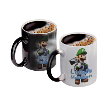 Luigi's Mansion, Color changing magic Mug, ceramic, 330ml when adding hot liquid inside, the black colour desappears (1 pcs)