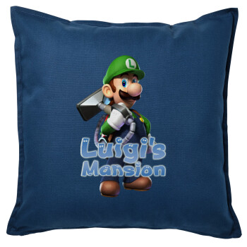 Luigi's Mansion, Μαξιλάρι καναπέ Μπλε 100% βαμβάκι, περιέχεται το γέμισμα (50x50cm)