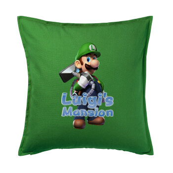 Luigi's Mansion, Μαξιλάρι καναπέ Πράσινο 100% βαμβάκι, περιέχεται το γέμισμα (50x50cm)
