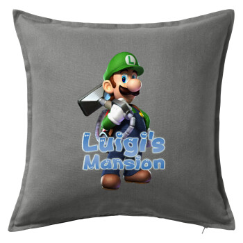 Luigi's Mansion, Μαξιλάρι καναπέ Γκρι 100% βαμβάκι, περιέχεται το γέμισμα (50x50cm)