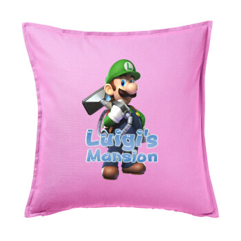 Luigi's Mansion, Μαξιλάρι καναπέ ΡΟΖ 100% βαμβάκι, περιέχεται το γέμισμα (50x50cm)