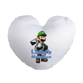 Luigi's Mansion, Μαξιλάρι καναπέ καρδιά 40x40cm περιέχεται το  γέμισμα
