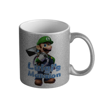 Luigi's Mansion, Κούπα Ασημένια Glitter που γυαλίζει, κεραμική, 330ml